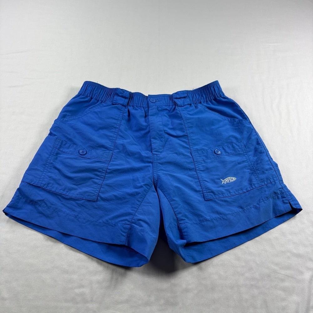 Aftco Shorts Mens 34 Blue Cargo Fishing Stretch Performance Nylon Preppy